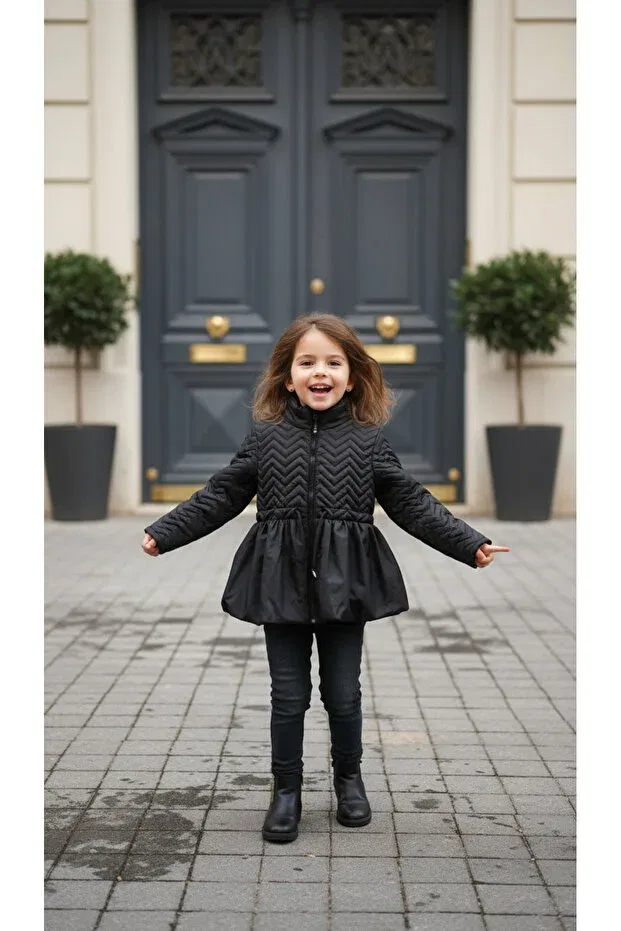Детское пальто для девочек на молнии Hc Kids Wear, Black — фото 4