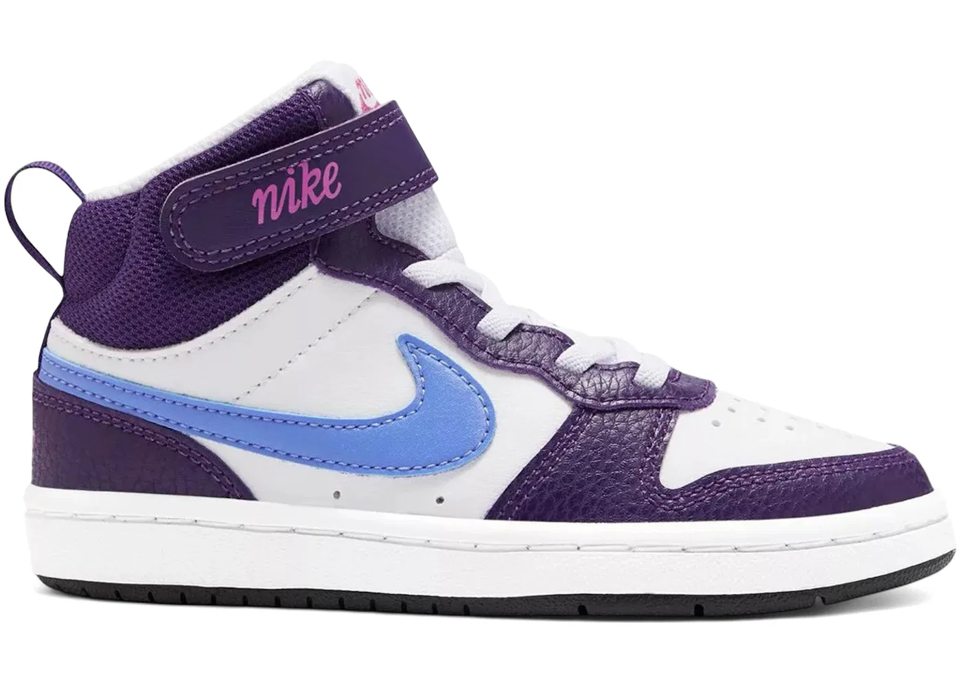 Детские кроссовки с высоким верхом Nike Court Borough Mid 2, White/Eggplant/Active Fuchsia/Royal Pulse