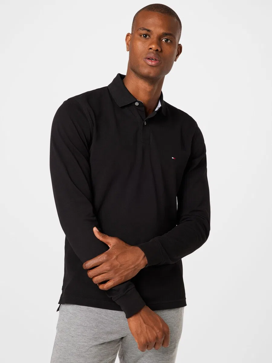 Рубашка TOMMY HILFIGER '1985 REGULAR LS POLO' черного цвета — фото 3