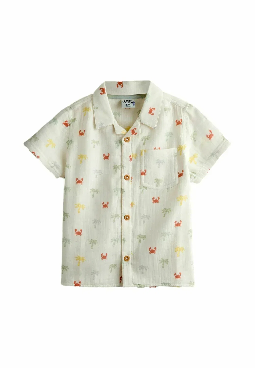 Рубашка из марли с рисунком пальм, стандартного кроя Jojo Maman Bébé, Cream Palm Tree