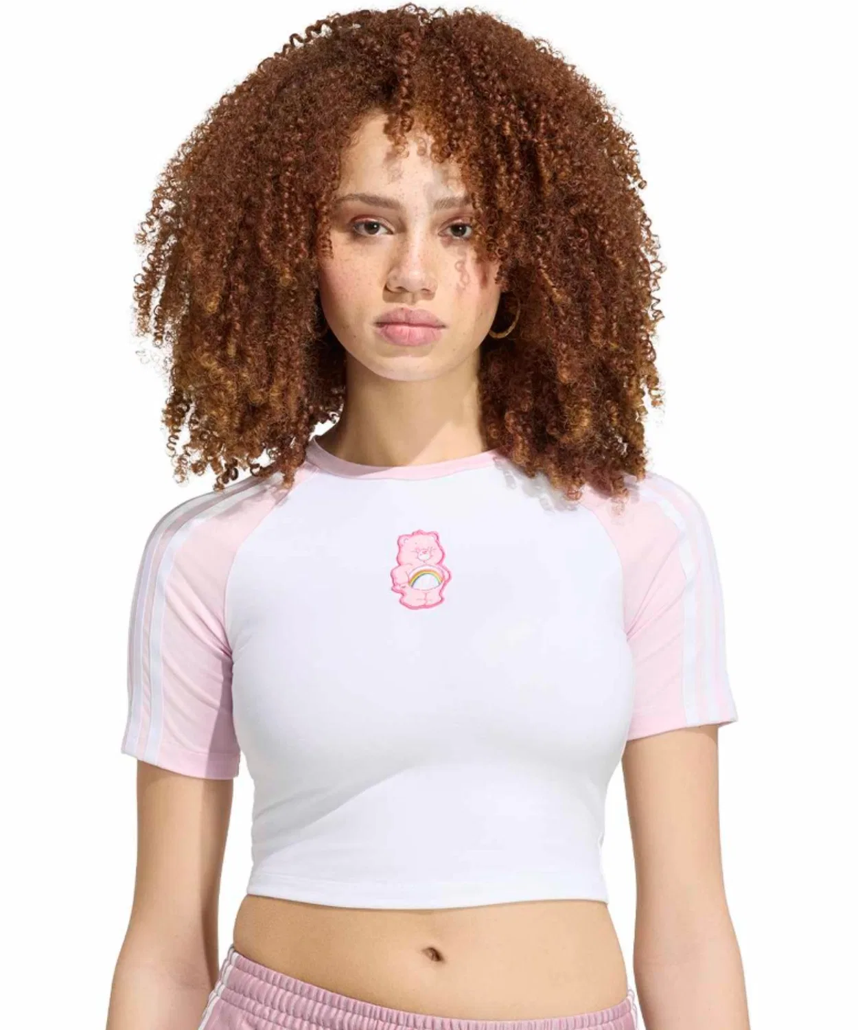 Женская футболка с принтом Care Bears Baby Tee Adidas, Белый/Розовый