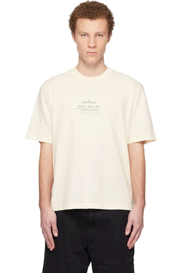 Кремовая футболка из органического хлопка джерси Stone Island