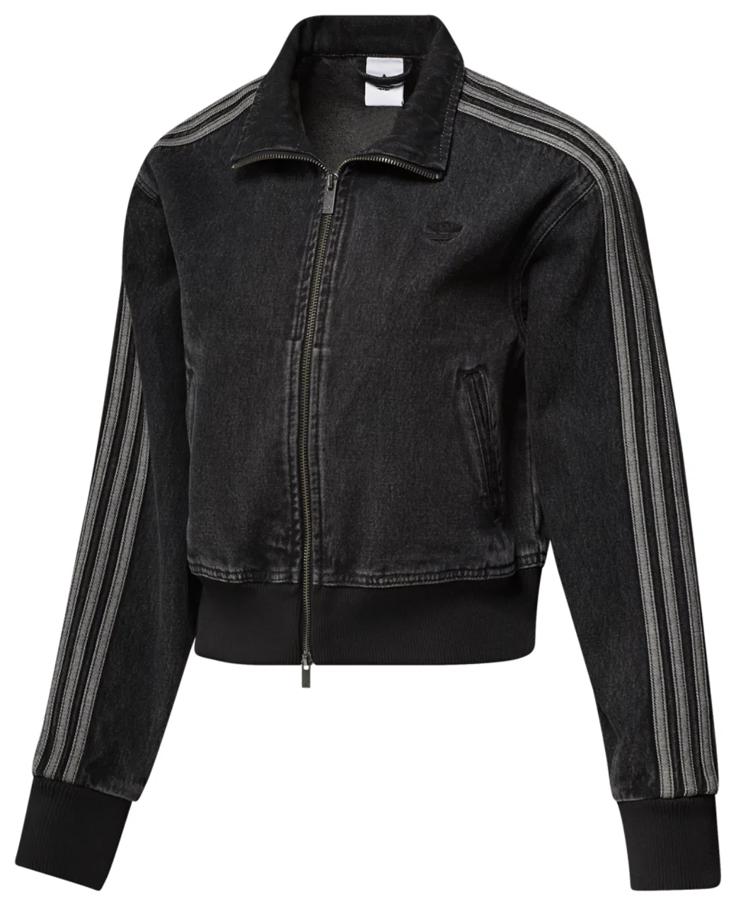 Женская куртка из денима с высоким воротником FB Track Top Denim adidas, True Black Denim