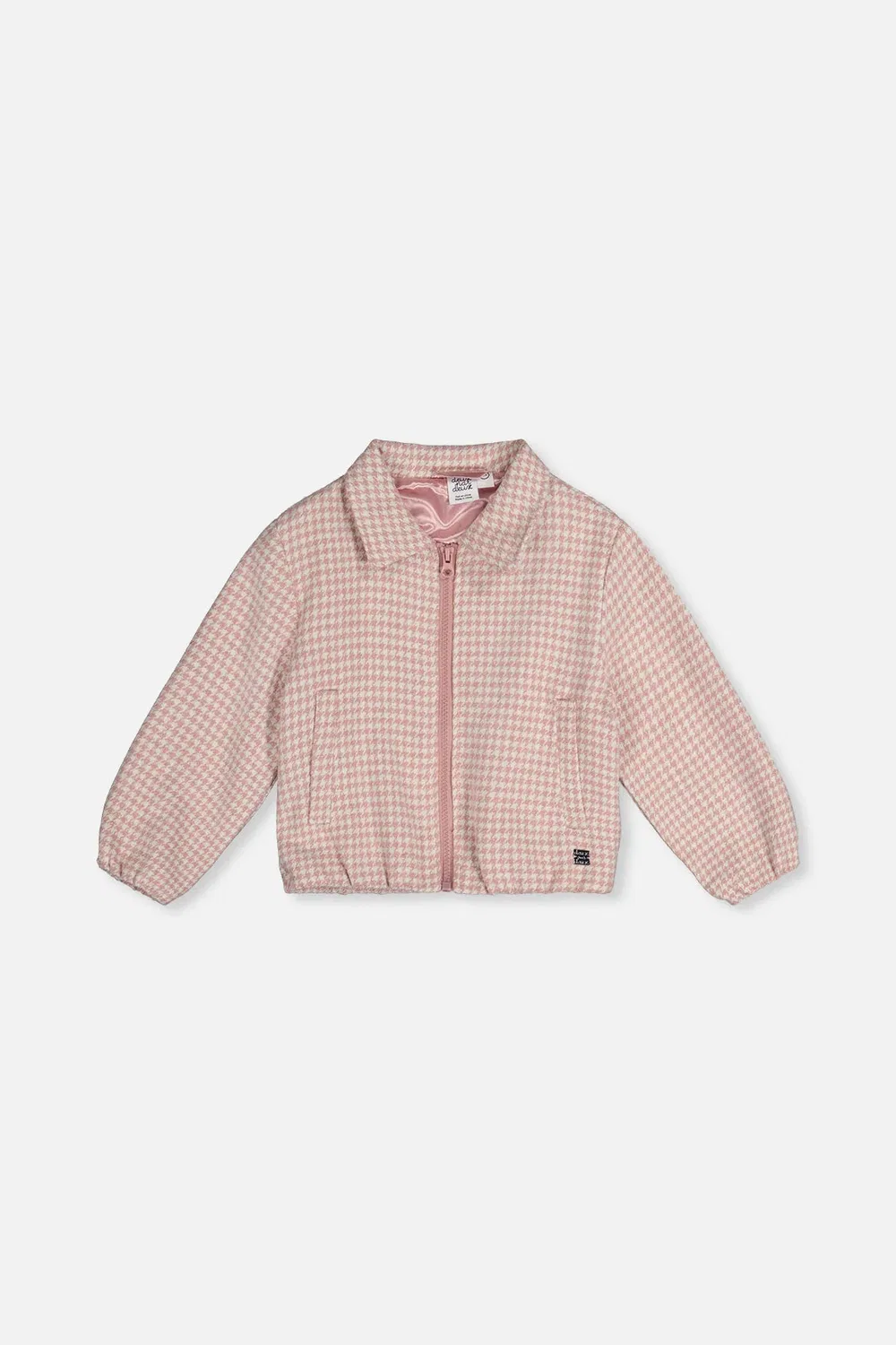 Детская куртка-бомбер с принтом гусиная лапка Deux par Deux, Houndstooth Rose