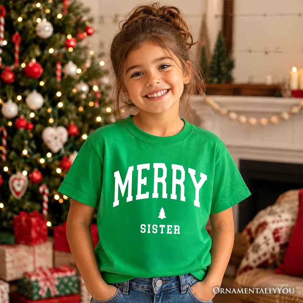 Детская футболка с принтом Merry Vintage Christmas Youth T-Shirt OrnamentallyYou, Irish Green