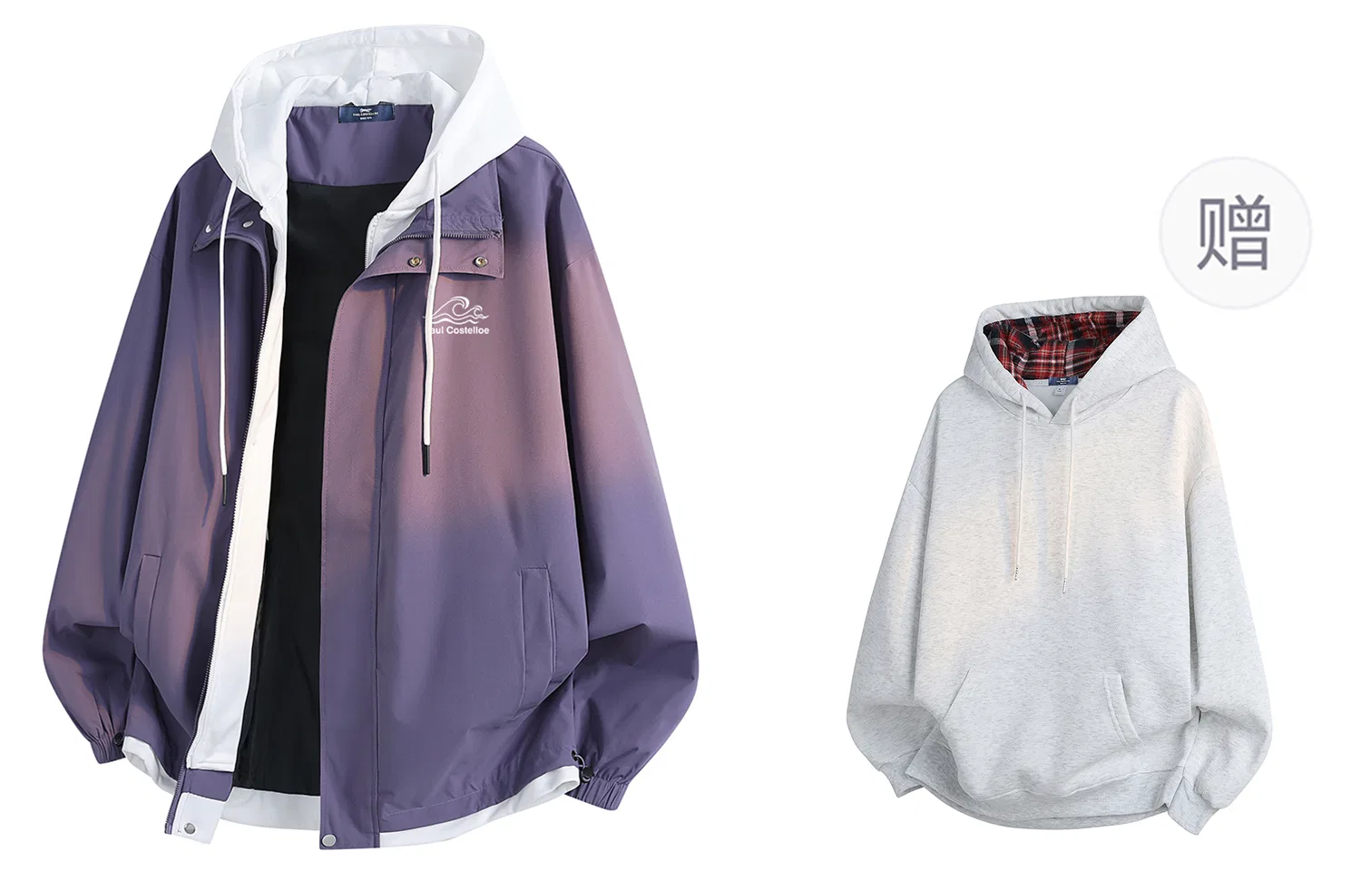 Детское худи с капюшоном с принтом, Purple White (Includes Plaid Sweatshirt), Paul Costelloe