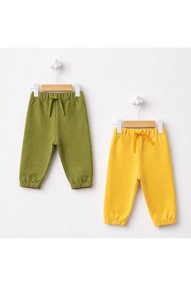 Детский комплект штанов-джоггеров хлопковый Basics For My Baby, Olive Green-Mustard