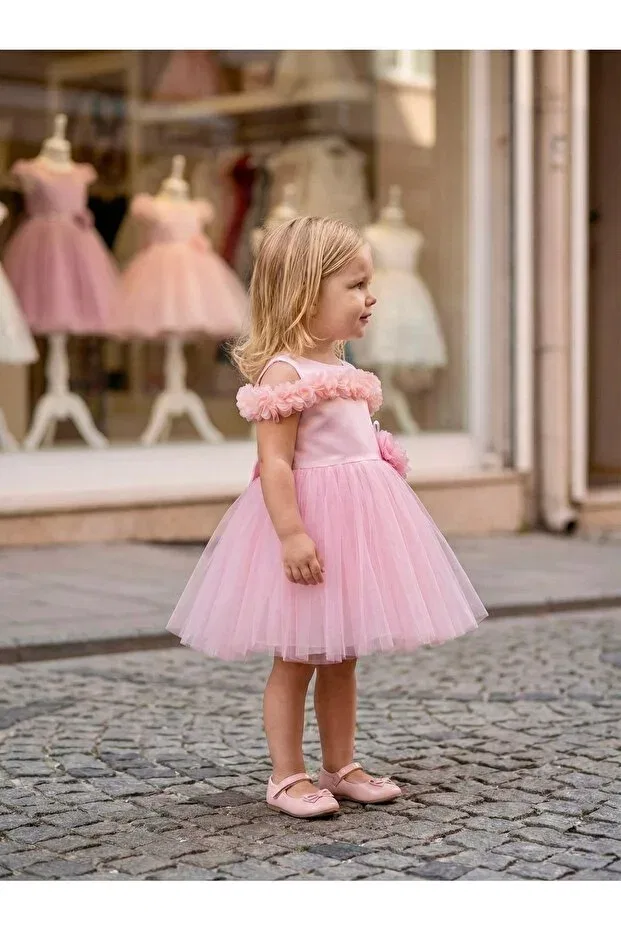 Детское платье для девочек с открытыми плечами Miaras Baby, Pink — фото 4