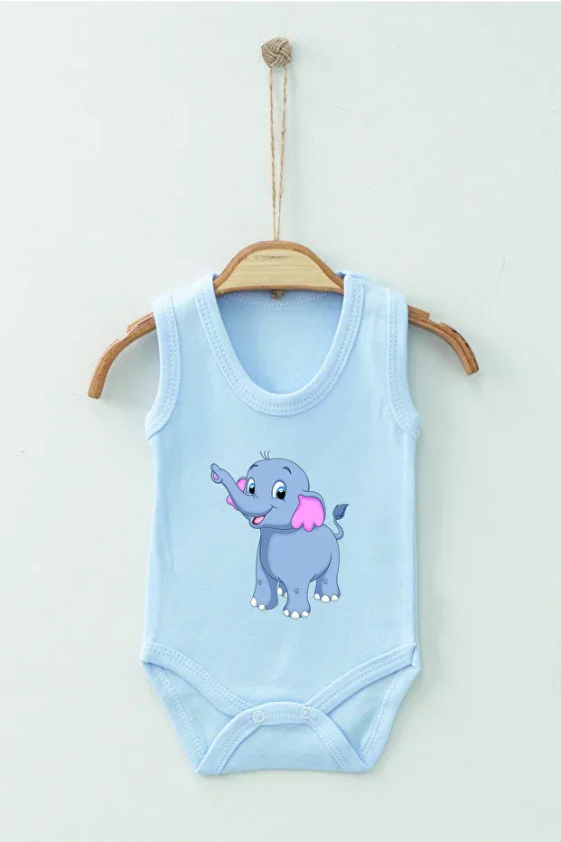 Детское боди с длинным рукавом Elephant Patterned Adabebek, Blue