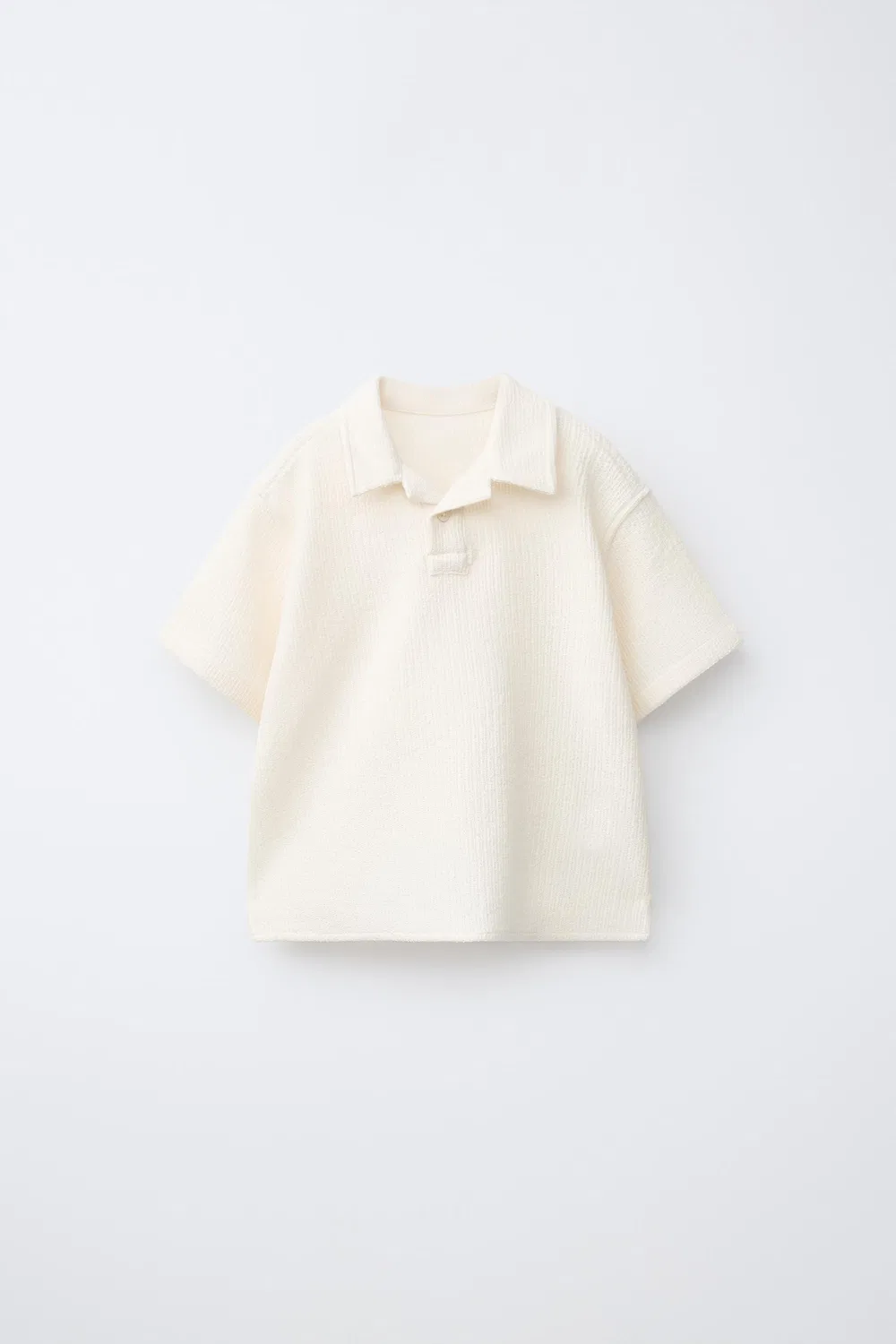 Однотонная трикотажная рубашка-поло ZARA, Ecru