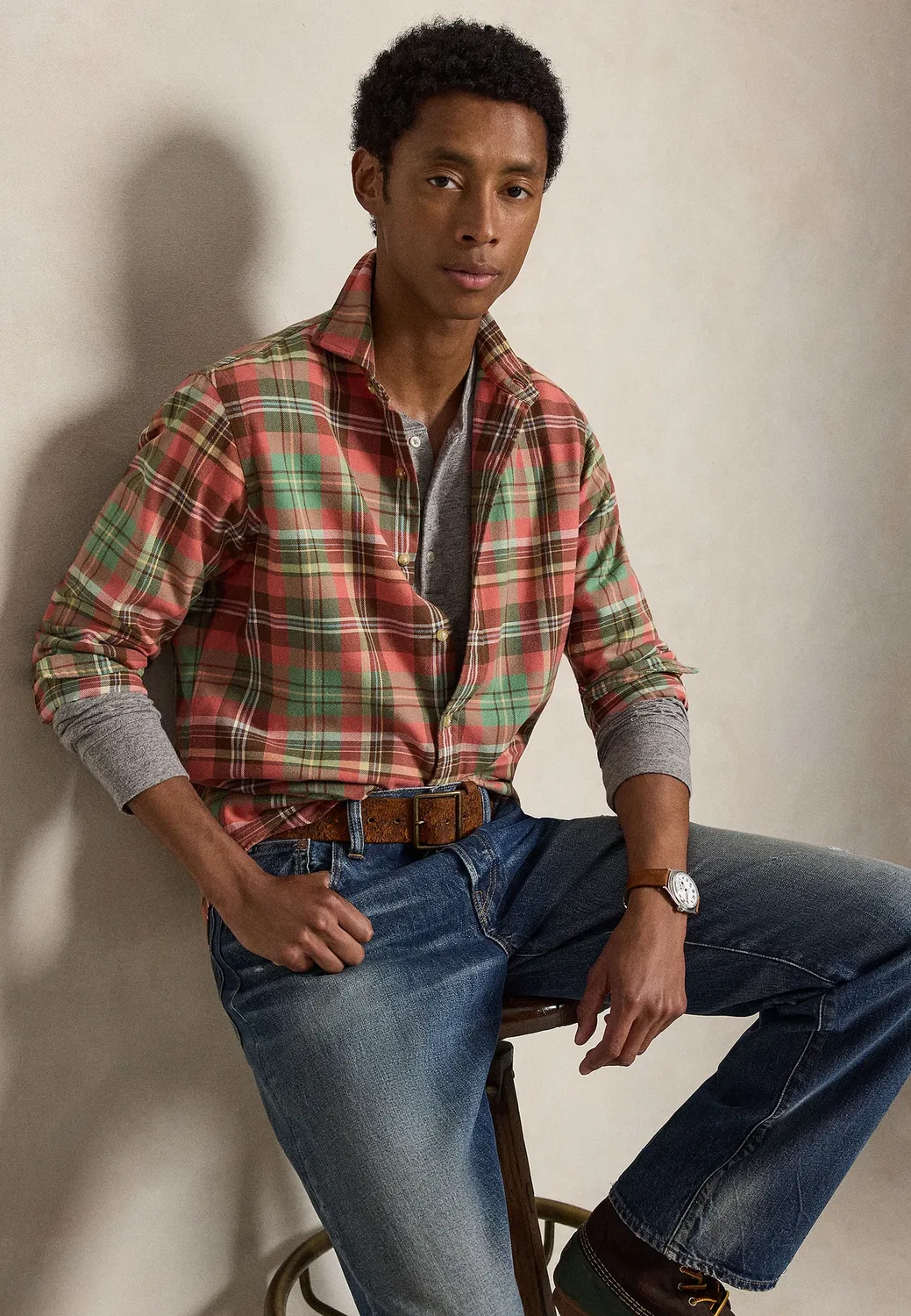 Классическая трикотажная рубашка-поло с длинными рукавами Polo Ralph Lauren, Dark Vintage Heather — фото 4