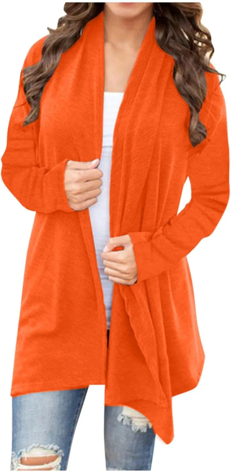 Женский длинный кардиган двойной спереди Casual Loose Duster, Orange