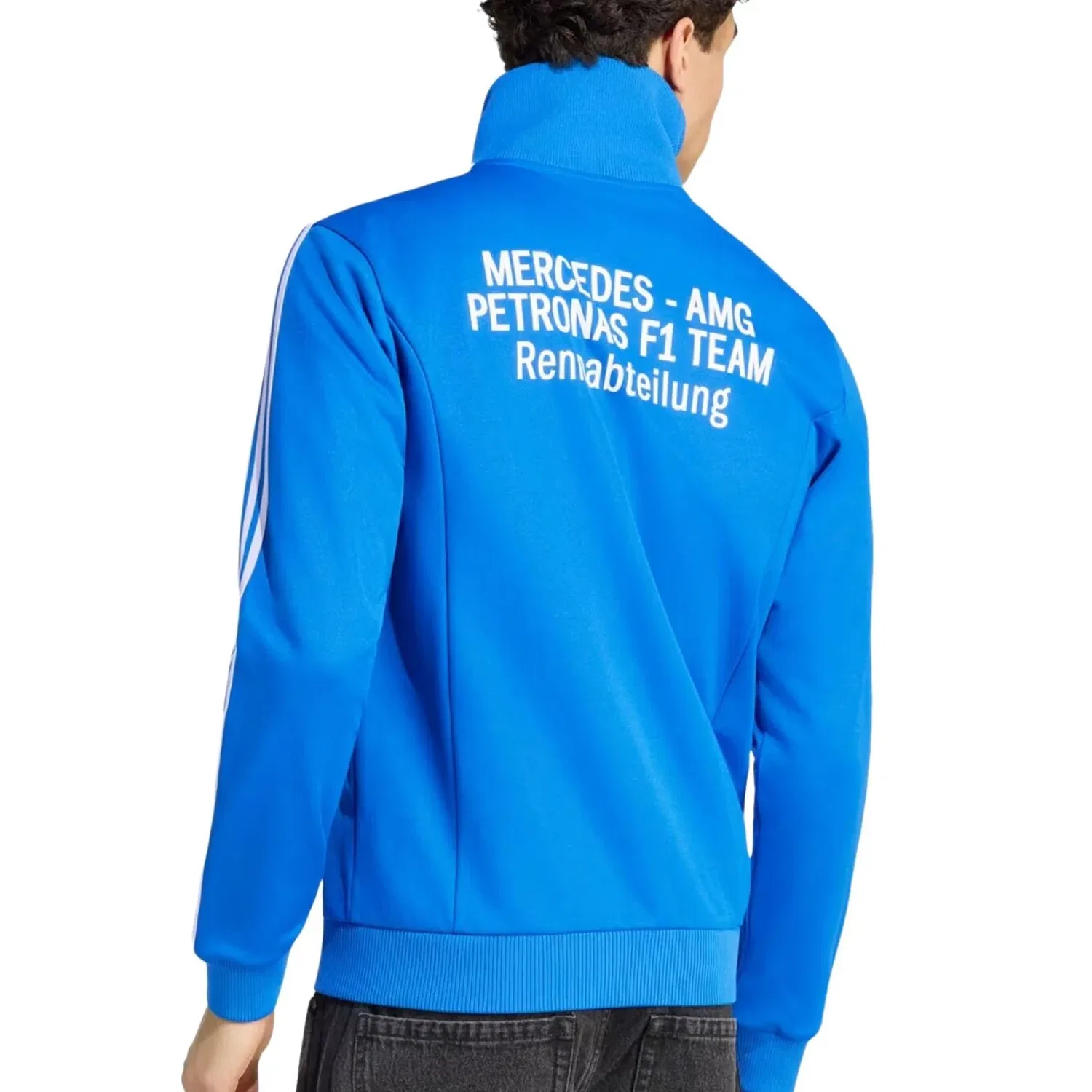 Мужская ветровка Adidas x Mercedes AMG Petronas Formula 1 Team Blue Wonder Track Jacket, синий — фото 3