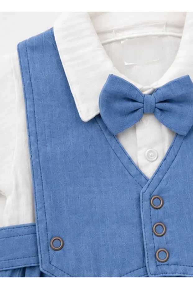 Детский комбинезон для мальчиков с коротким рукавом Kardeşler Bebe, Navy Blue — фото 2
