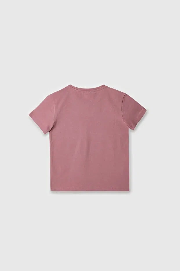 Детская футболка для девочек с коротким рукавом Benetton, Dried Rose — фото 3