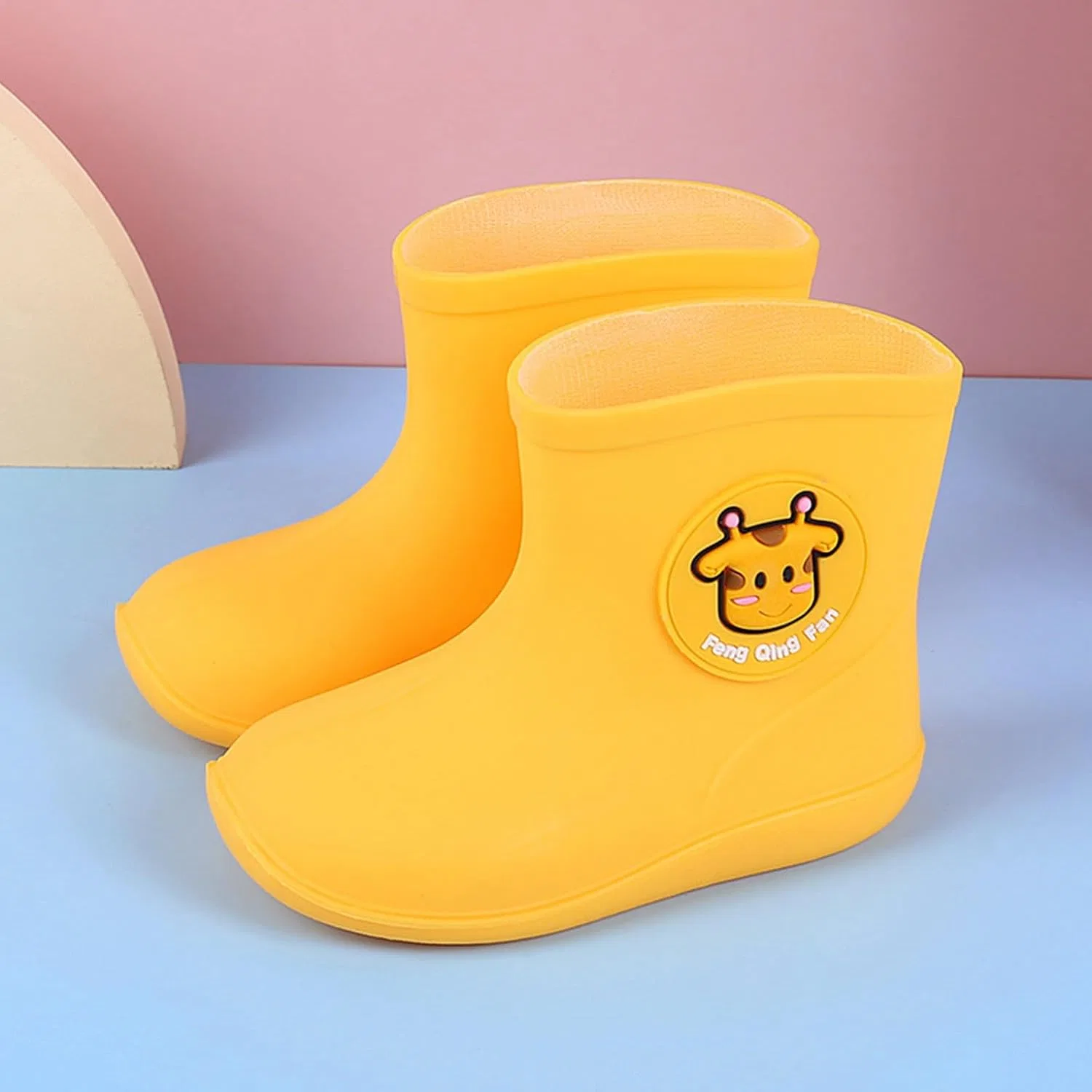 Детские сапоги резиновые с принтом для мальчиков и девочек, Yellow — фото 4