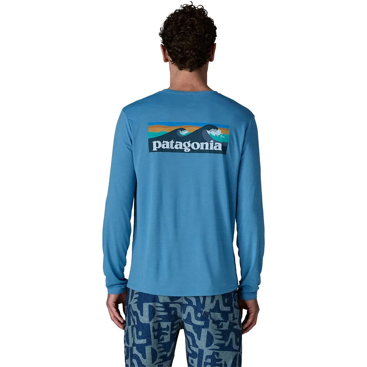 Мужская футболка с длинным рукавом с принтом Boardshort Logo Patagonia, Shore Blue/Light Shore Blue X-Dye