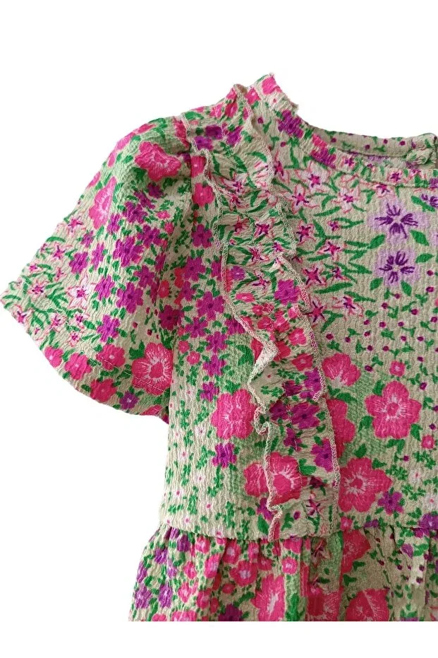 Детское платье для девочек с принтом 2516 Floral Girl's Dress Kübra Tekstil, Geblümt — фото 2