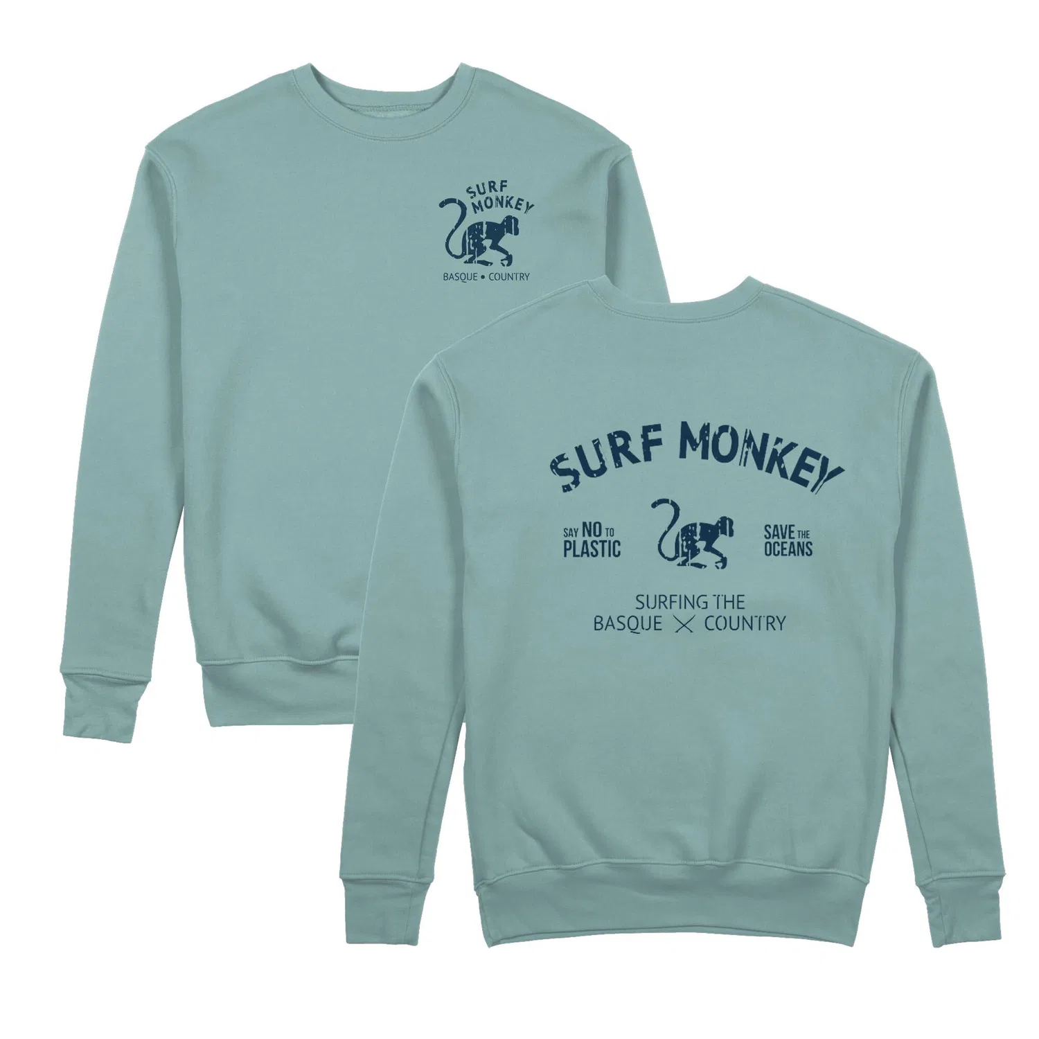Детский свитшот с принтом Save the Ocean Surf Monkey, Graugrun