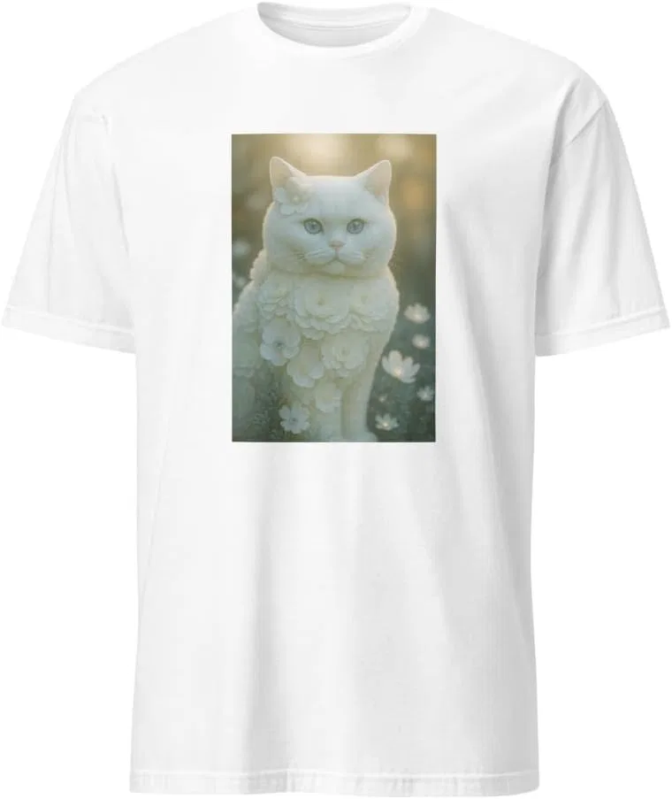 Мужская футболка с кошкой и цветами 64000 Unisex Softstyle T-Shirt, White