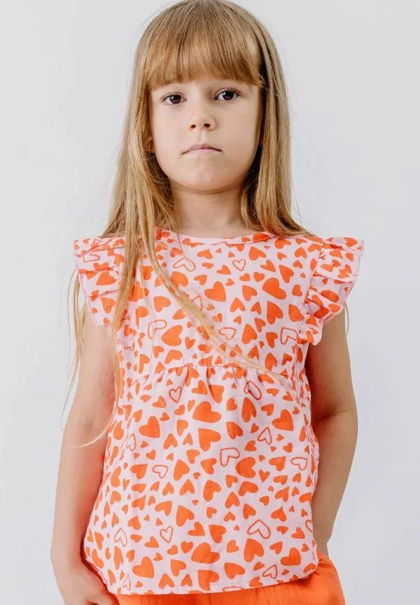 Блуза с принтом Little big hearts Walkiddy Pink, розовый