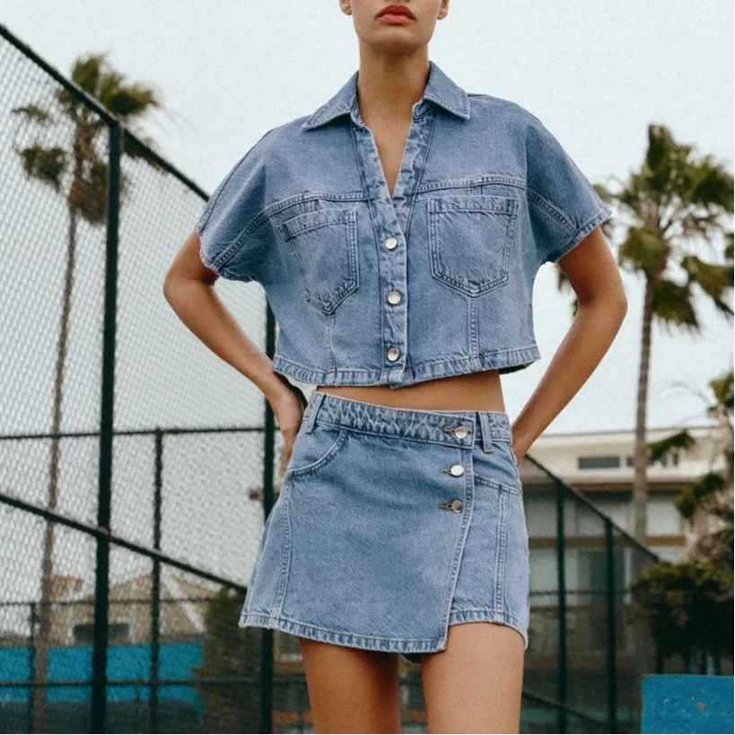 Женская рубашка с лацканами Medium Blue ZARA, Medium Blue — фото 4