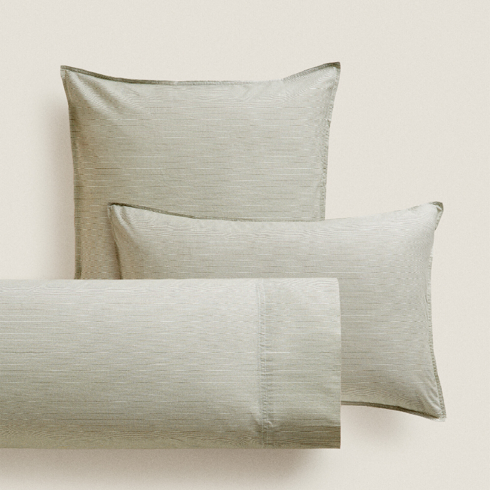 

Наволочка Zara Home Striped Cotton, зеленый