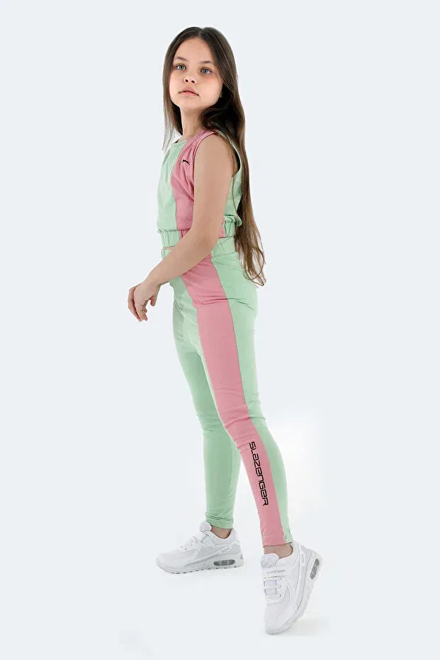 Детский комплект спортивных штанов для девочек с принтом Slazenger, Green — фото 4