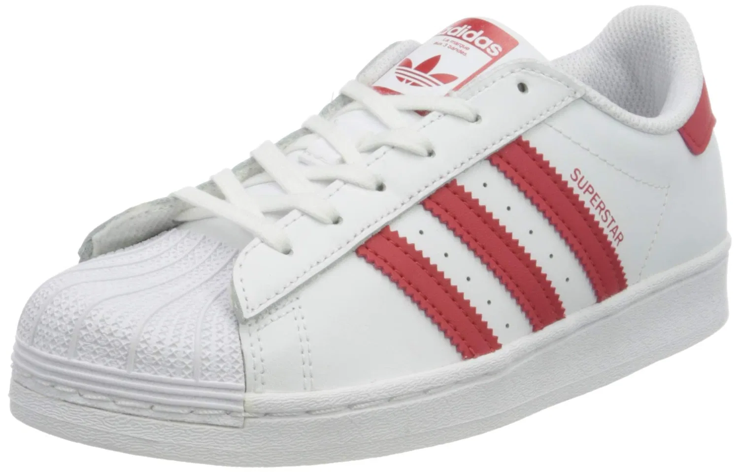 Детские гимнастические туфли с полнозернистой кожей Superstar C Adidas, Cloud White Scarlet Cloud White