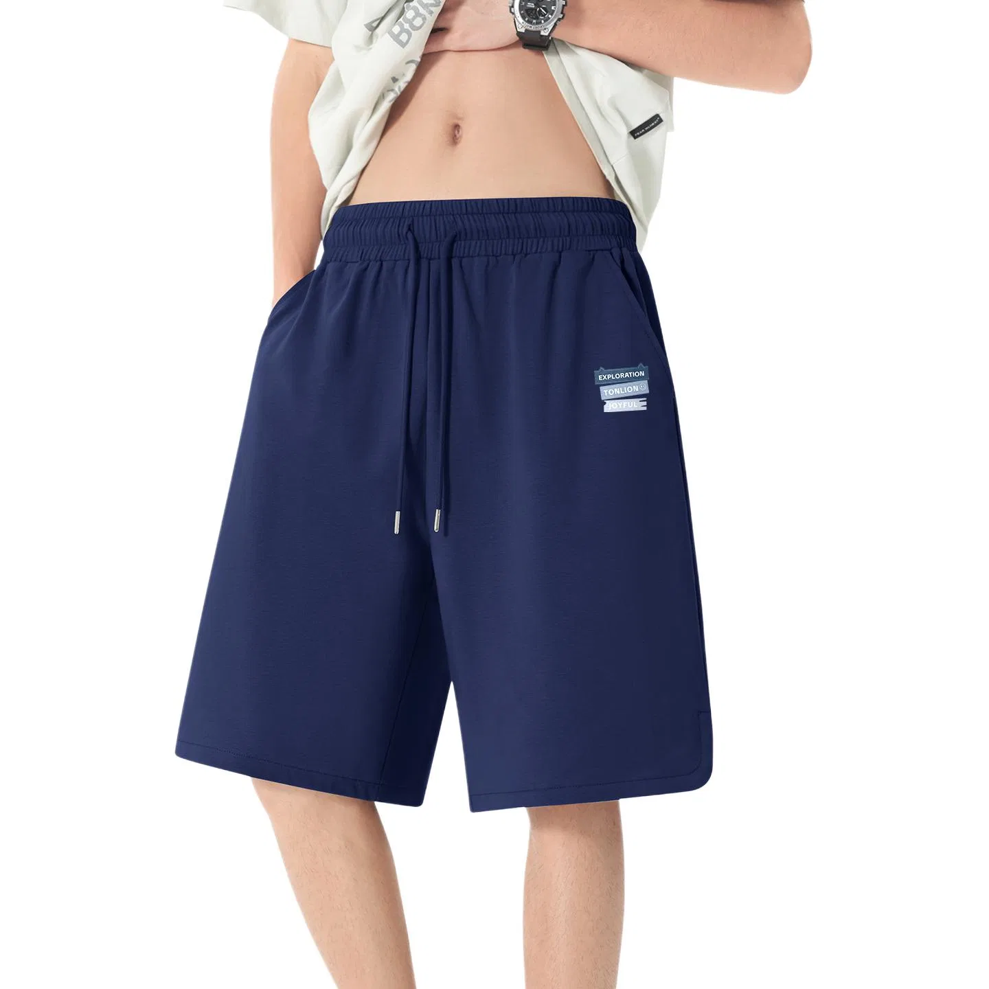 Детские шорты спортивные Tonlion, Цвет 220G Knitted Shorts Navy Tb Gradually Blue Pants Label