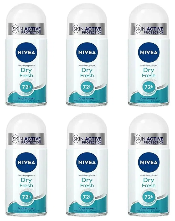 Дезодорант-антиперспирант роликовый NIVEA Dry Fresh, 72ч защиты, 50 мл x 6