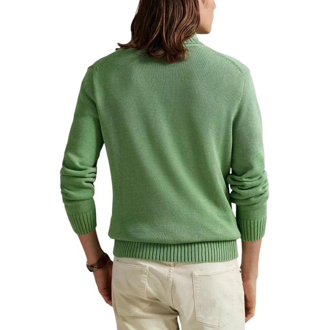 Мужской свитер с полузастежкой-молнией хлопковый Interior Green Land Polo Ralph Lauren — фото 4