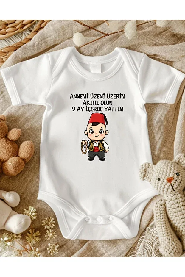 Детское боди для новорожденных с принтом Mother Written Baby Fun Written Lupi, Tan - Black