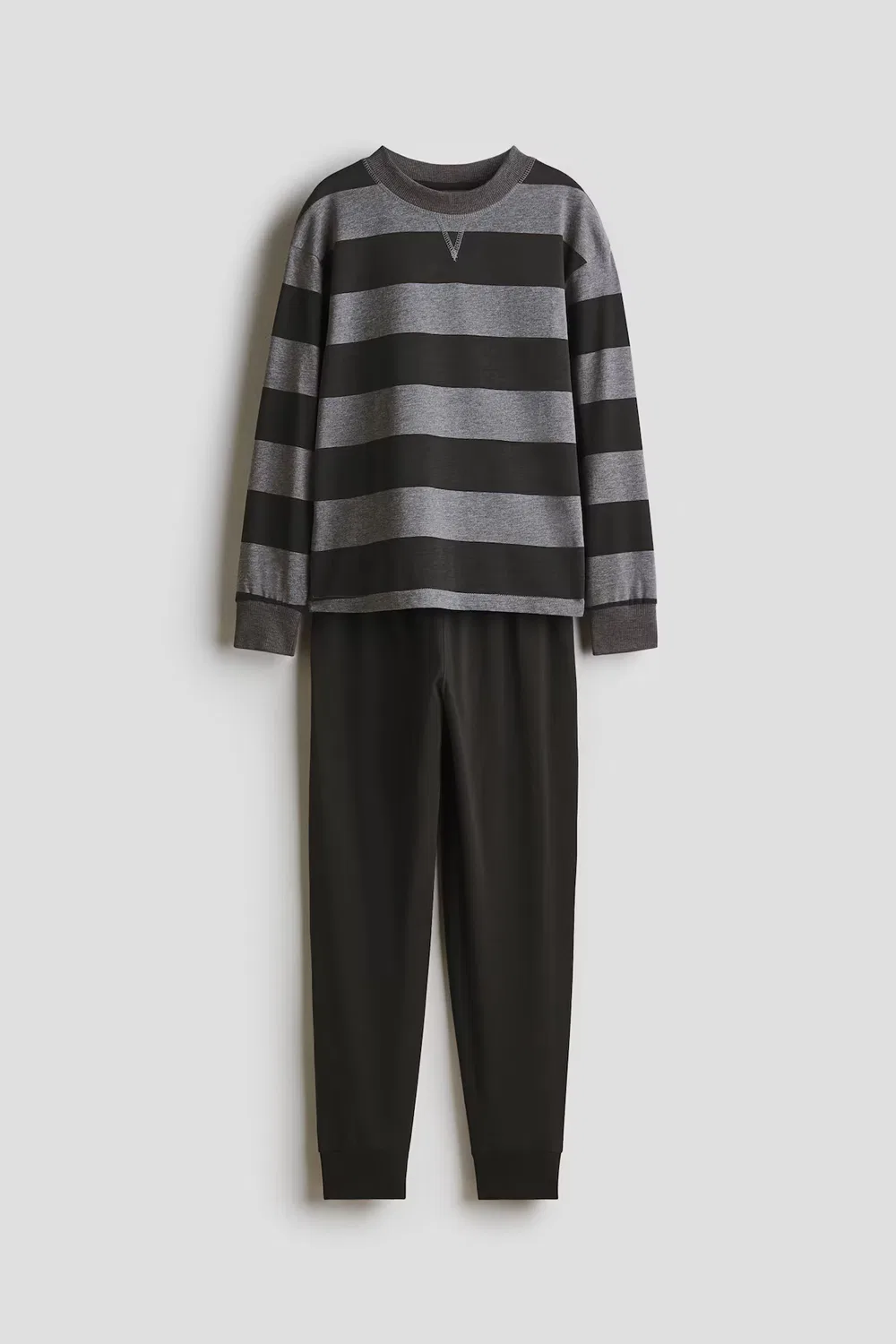 Хлопковая пижама H&M, Dunkelgrau/Gestreift