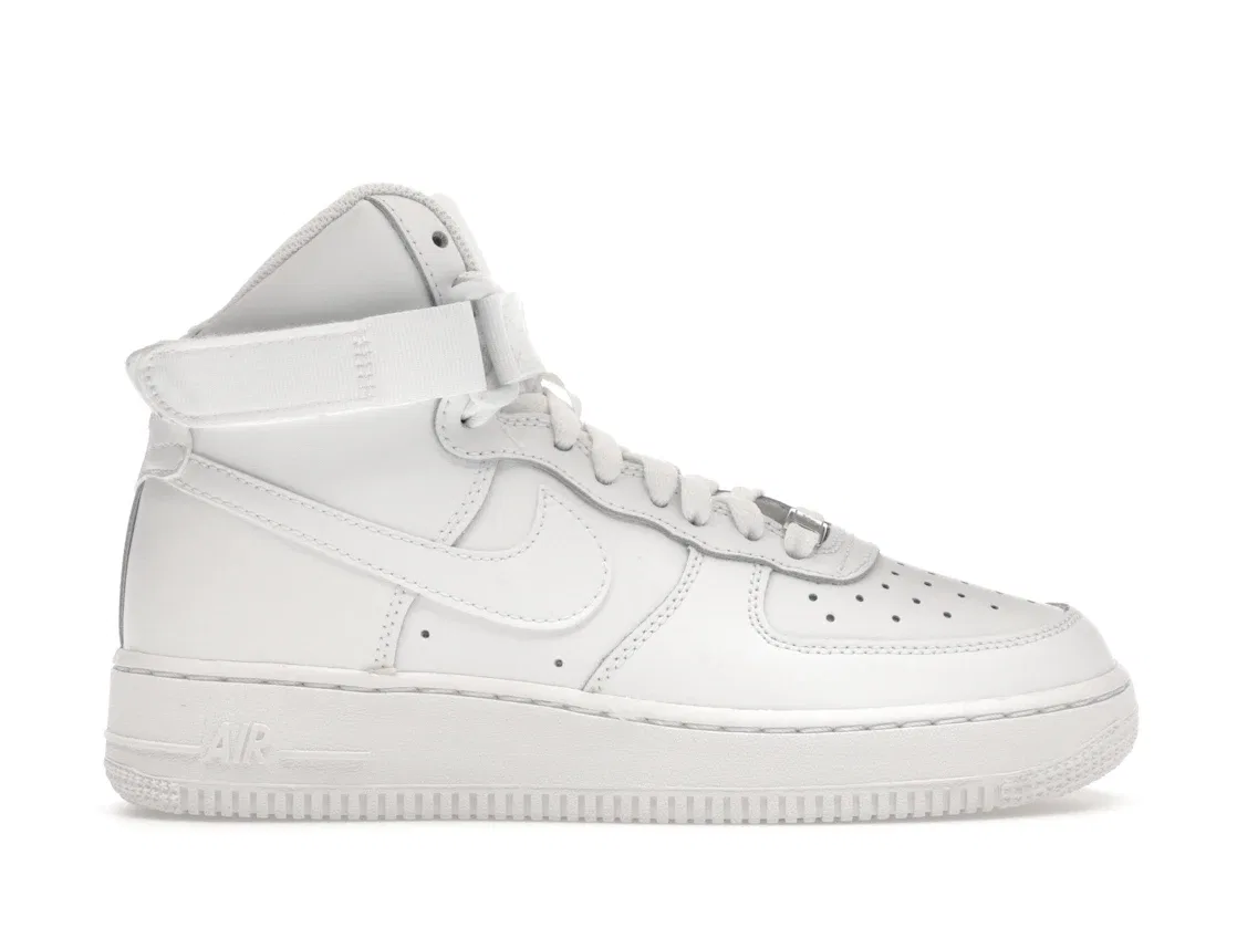 Детские кроссовки высокие с ремешком Nike Air Force 1 High LE, White/White/White