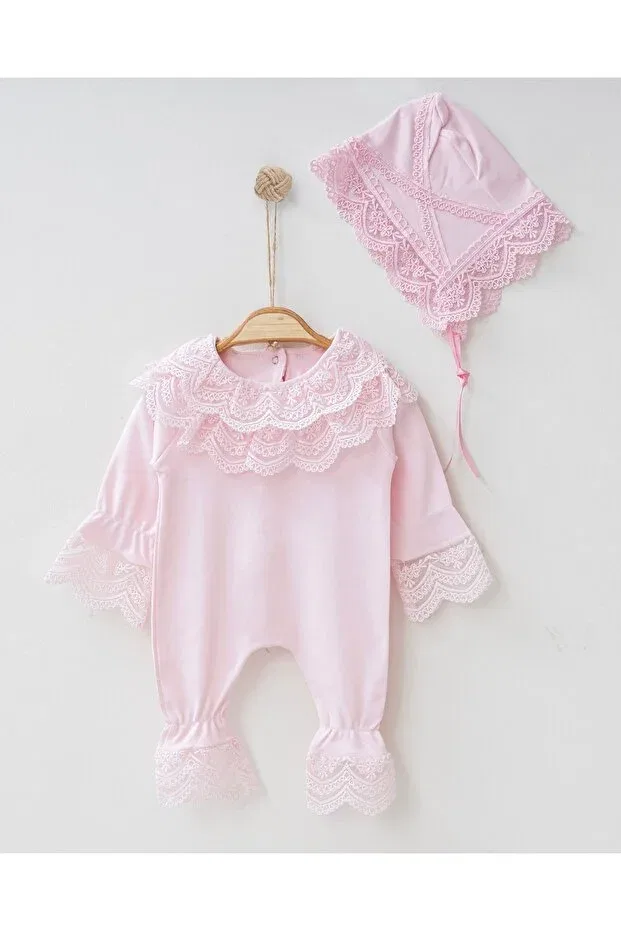 Детский комбинезон для девочек кружевной Lily hat Mert Baby, Pink — фото 2