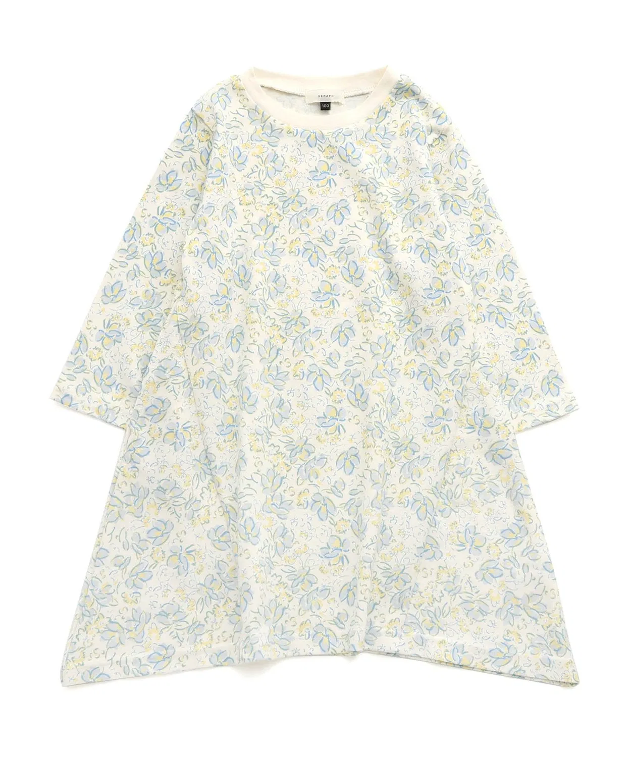 Детское платье с длинным рукавом флоральный принт, модель Cut Sew Seraph, Navy — фото 4