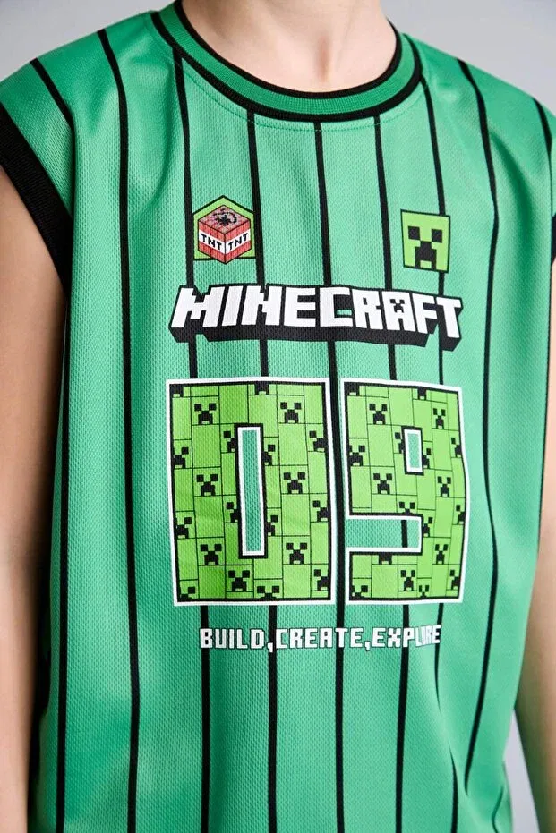 Детское для мальчиков нижнее белье без рукавов с принтом Minecraft Defacto, Green-Gn401 — фото 3
