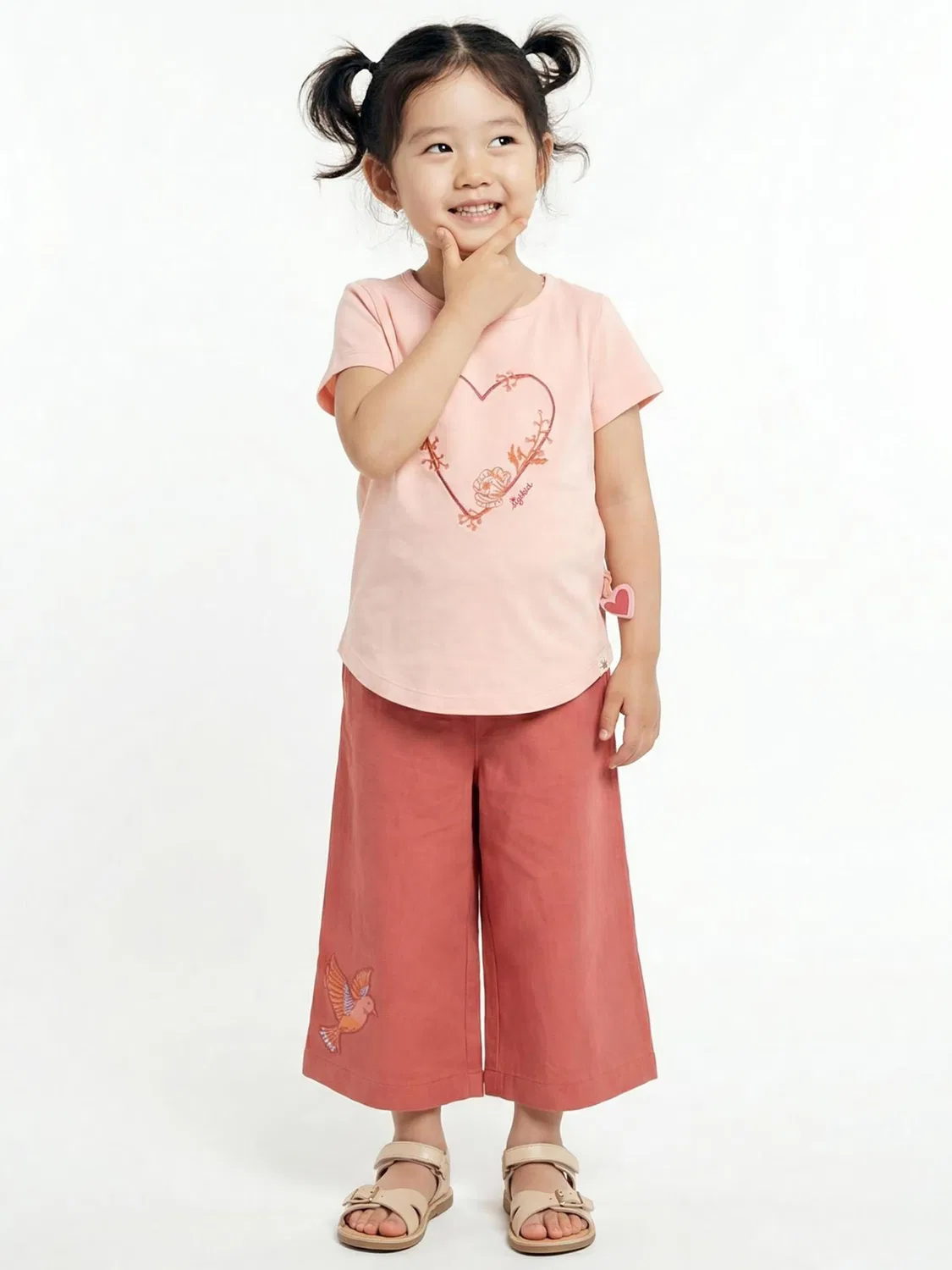 Брюки Sigikid Regular Pants Chambray-Hose Pink Birds розового цвета — фото 4