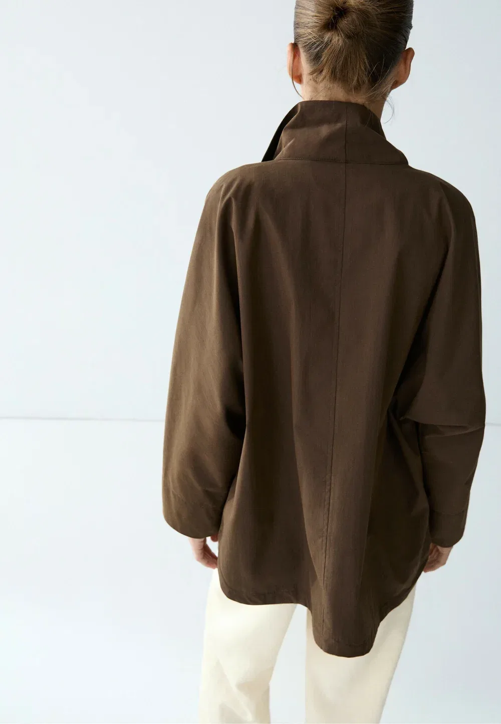 Куртка-Накидка с воротником - летняя куртка Massimo Dutti, Dark Brown — фото 3