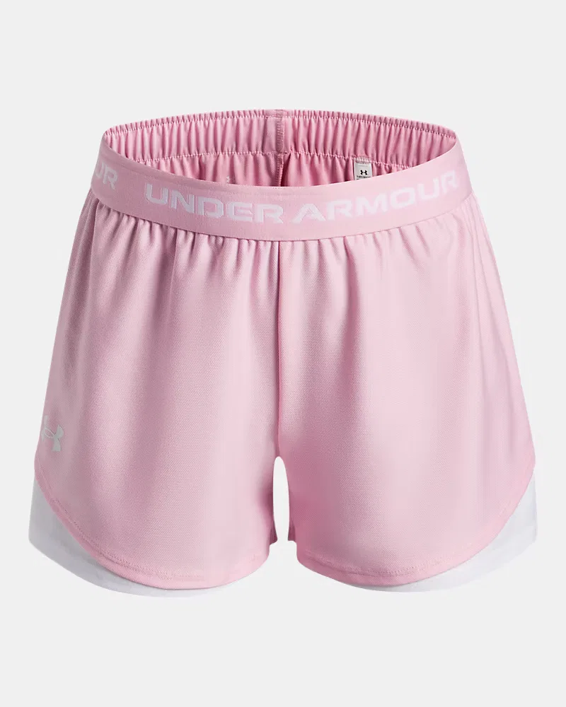 Детские шорты быстросохнущие из переработанного полиэстера UA Tech Play Up UnderArmour, Pink/White