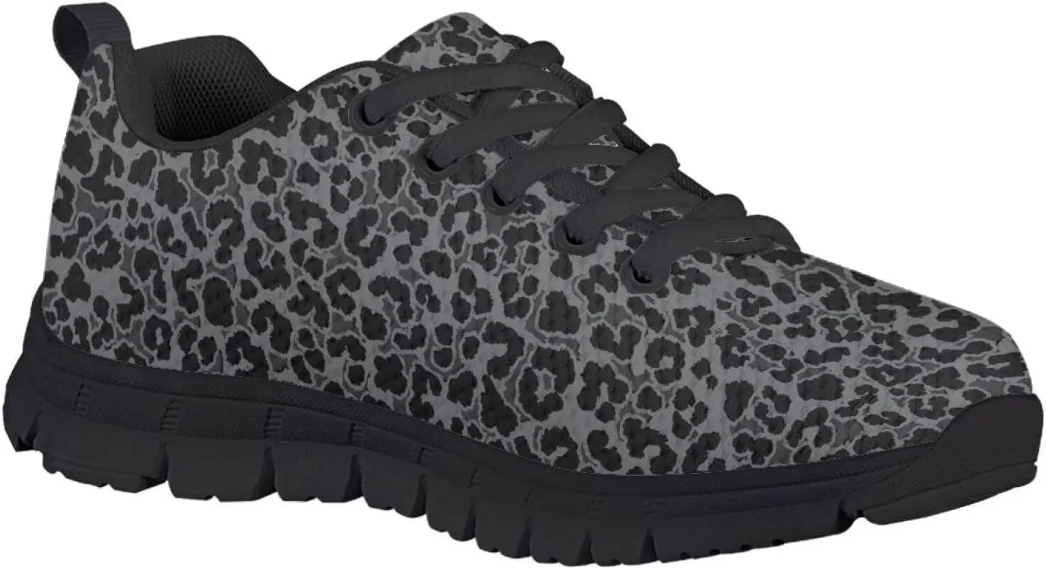 Детские дышащие слипоны с принтом Blue Golf Ball Shoes Pointodoor, Black Leopard Print — фото 4
