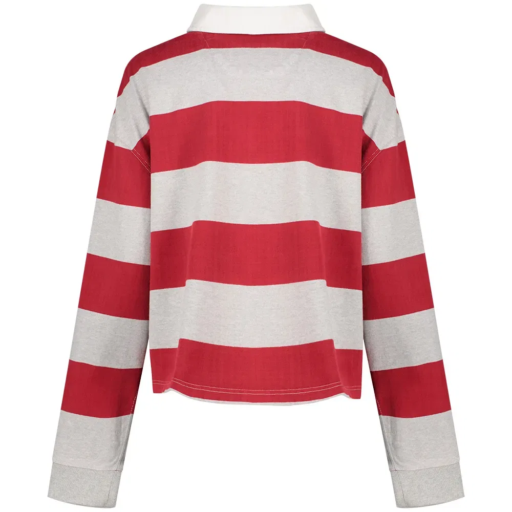 Поло с длинным рукавом Ath Essential Stripe Superdry, красный — фото 4