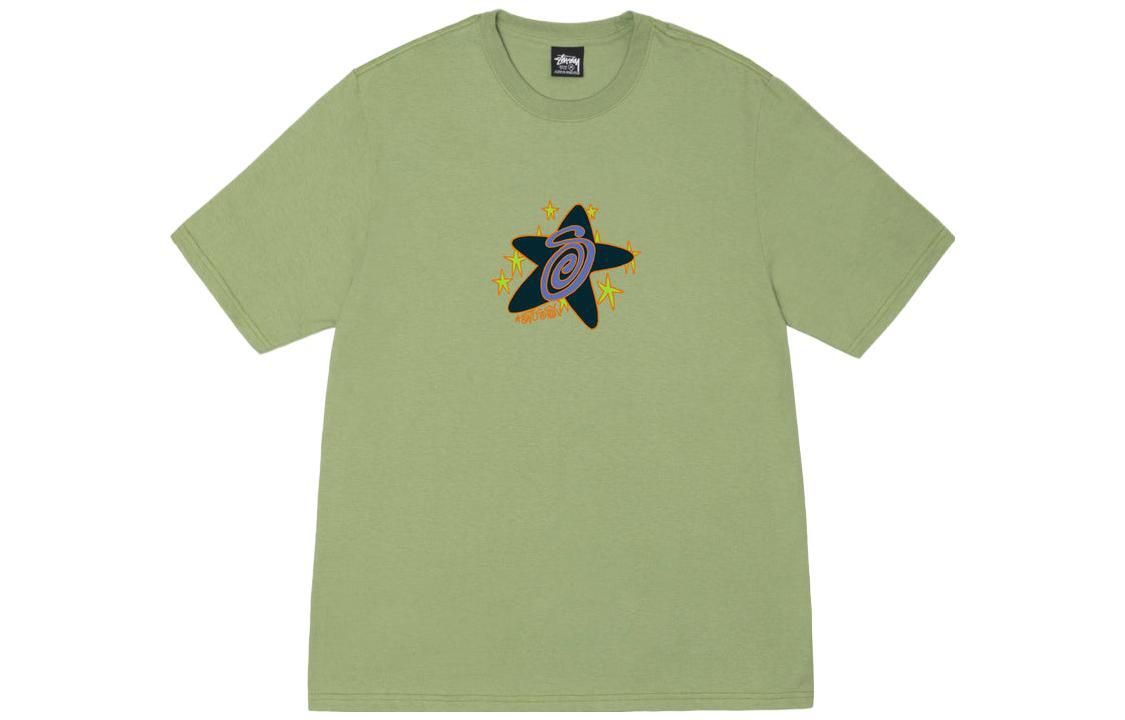 Футболка с короткими рукавами и круглым вырезом с принтом Galaxy Stussy, хаки — фото 2