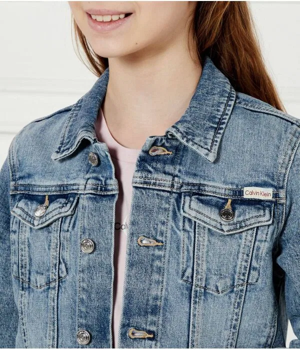 Детская джинсовая куртка для девочек Calvin Klein Jeans, синий — фото 4