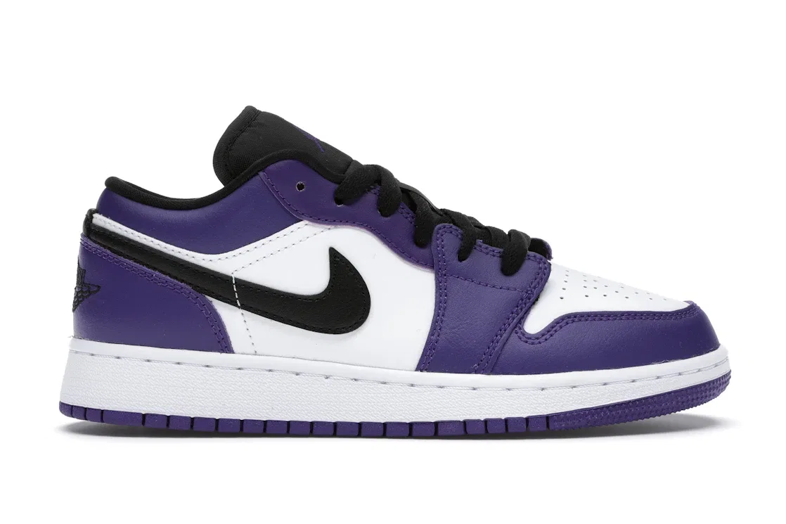 Детские кроссовки Lifestyle с принтом Jordan 1 Low Court Purple White GS Jordan, Court Purple/Black-White