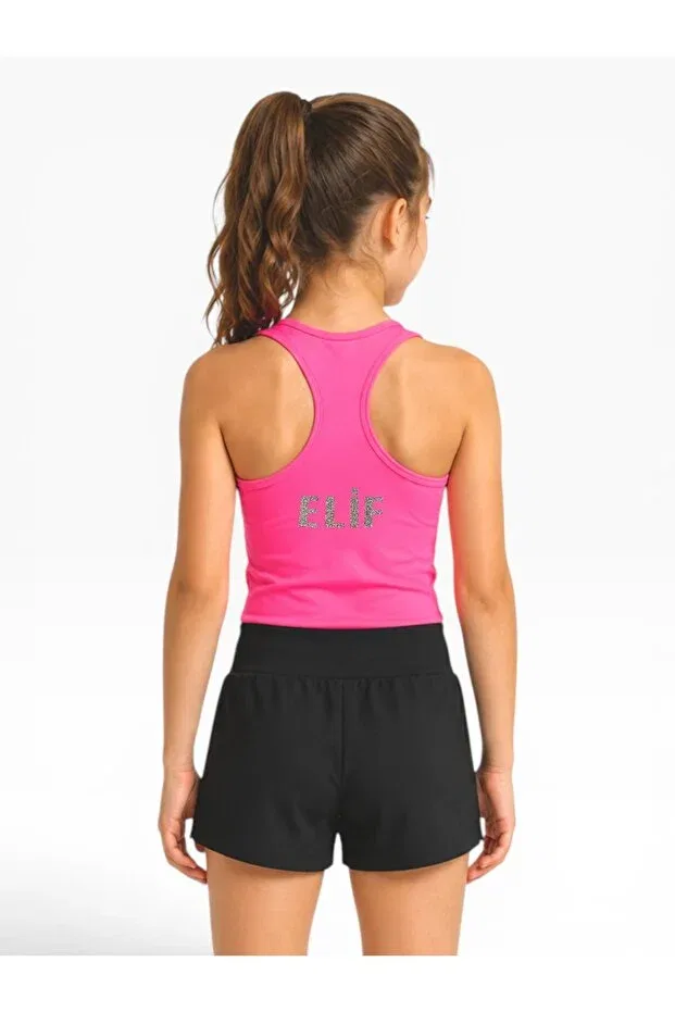 Детский спортивный топ для девочек с принтом Swimmer Athlete Neon Pink Name Printed She Can Wear, Mix With A Name