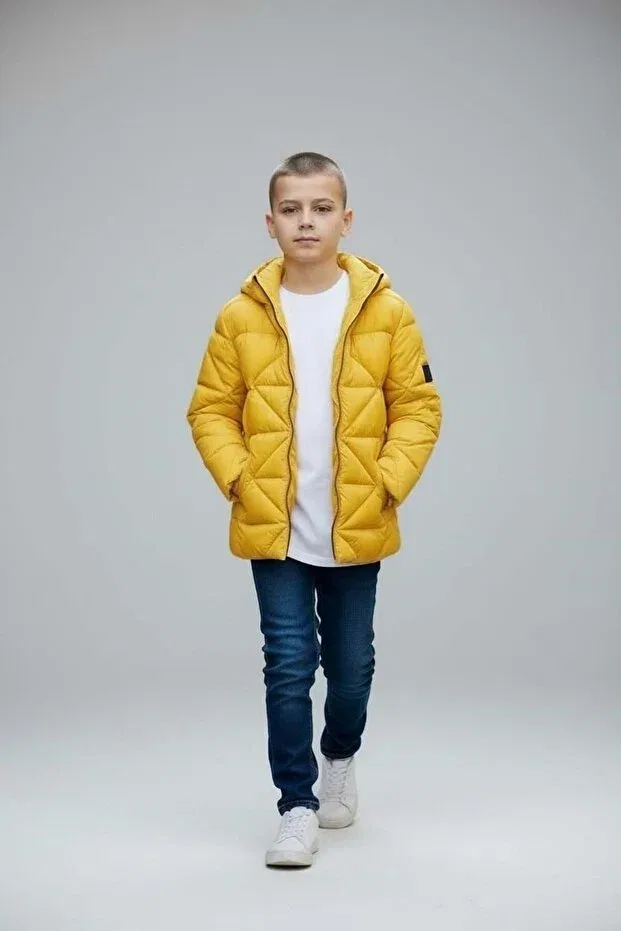 Детское пальто для мальчиков с принтом Benitto Kids, Yellow — фото 3