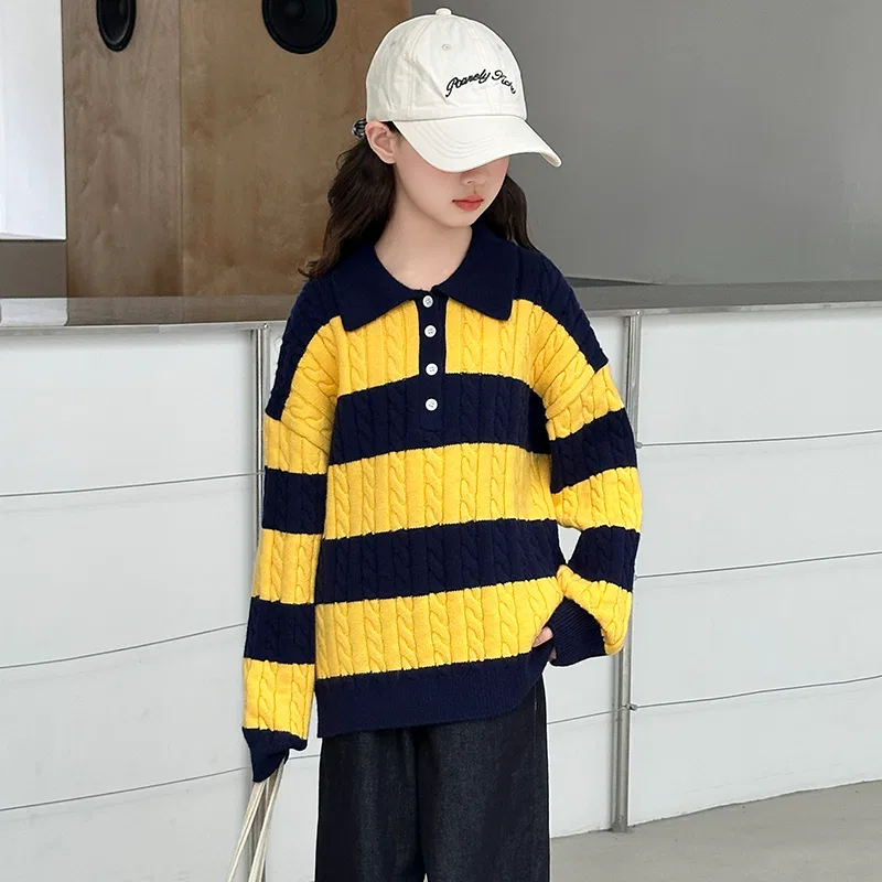 Детский свитер с принтом Lanza, Navy Blue Yellow — фото 4