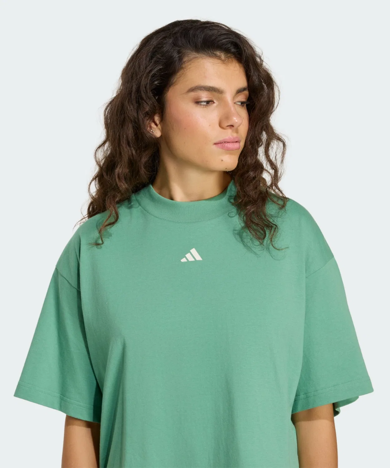 Женская футболка свободного кроя Three Stripes Studio Loose Adidas, Green — фото 4